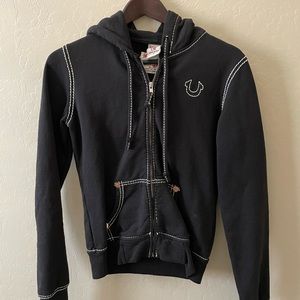 True religion classic hoodie black with contrasting seam size M